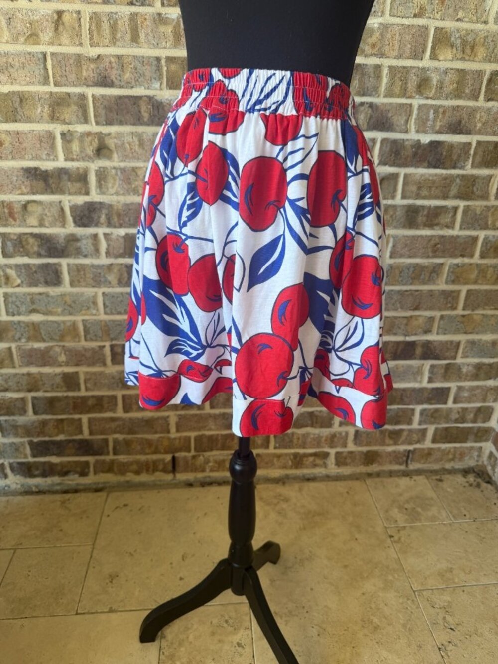 BURU women's cherry print circle a-line skirt size large multi-color casual